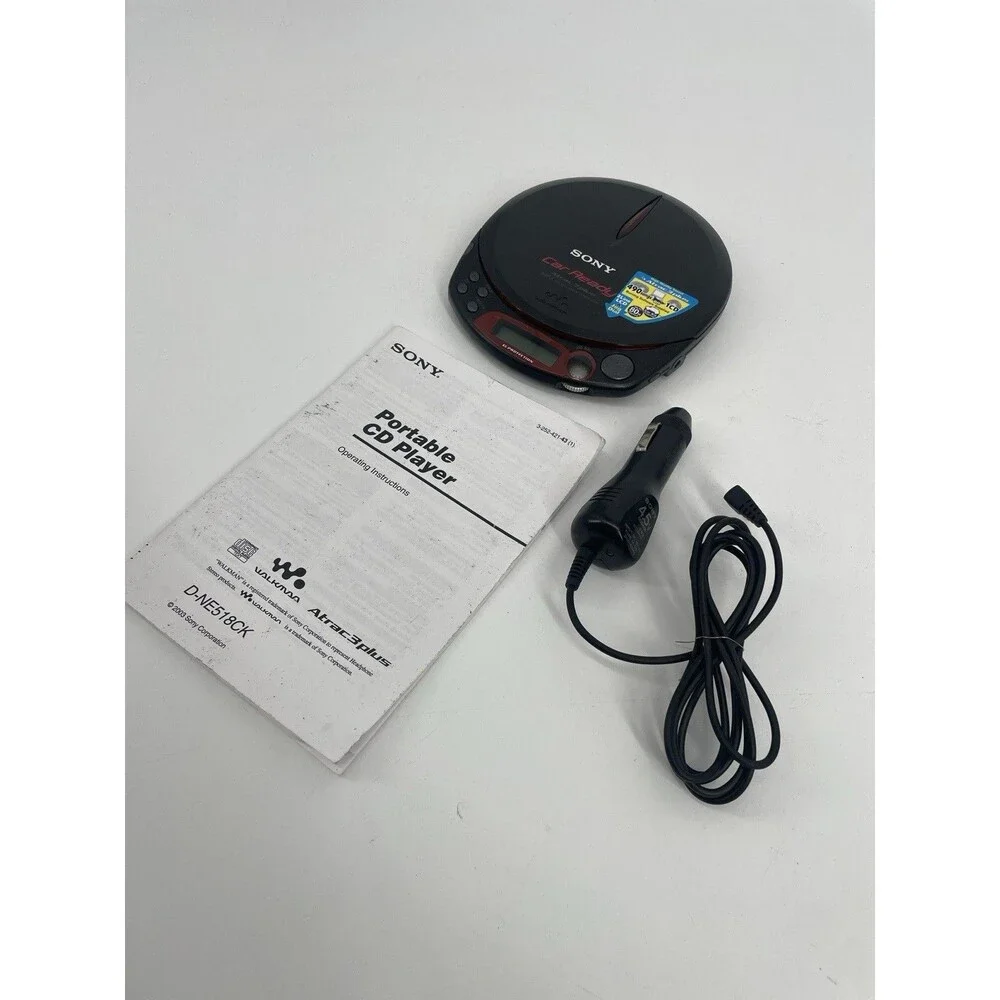 Sony D-NE518CK MP3 ATRAC3 CD Walkman Tested w/ OEM AC Adapter Car Kit Manual